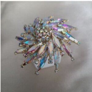 Sherman Aurora Borealis Crystal Pinwheel Brooch